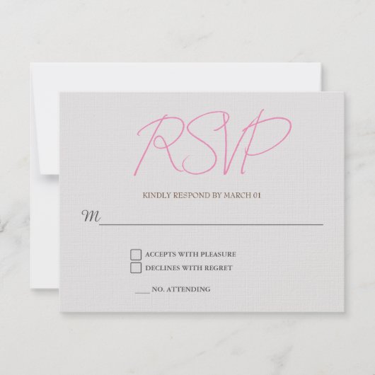 Linen Plain Wedding RSVP Response Kaart (Voorkant)