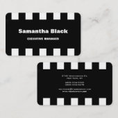 Linen Professional Modern Black White Stripes Visitekaartje (Voorkant / Achterkant)