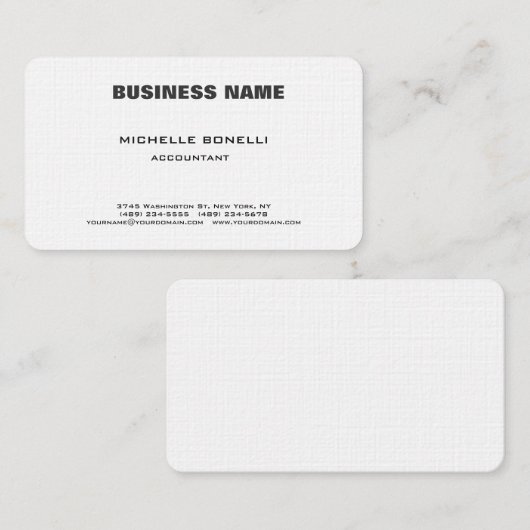 Linen Professional Modern Elegant Minimalist Plain Visitekaartje (Voorkant / Achterkant)