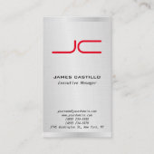 Linen Professional Modern Gray Red Monogram Visitekaartje (Voorkant)