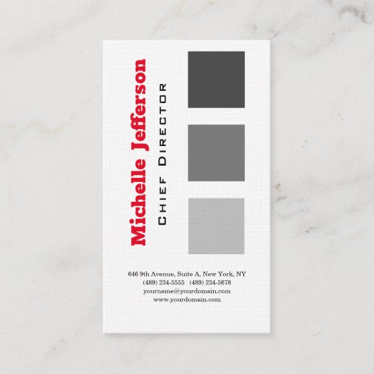 Linen Professional Modern Gray Red White Visitekaartje (Voorkant)