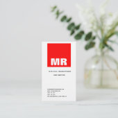 Linen Professional Monogram Black White Red Plain Visitekaartje (Staand voorkant)