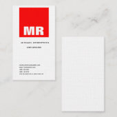 Linen Professional Monogram Black White Red Plain Visitekaartje (Voorkant / Achterkant)