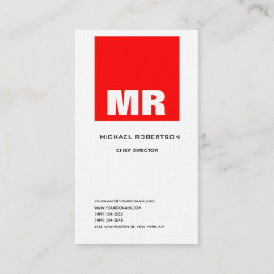 Linen Professional Monogram Black White Red Plain Visitekaartje