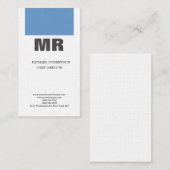Linen Professional Monogram Blue Grey White Plain Visitekaartje (Voorkant / Achterkant)