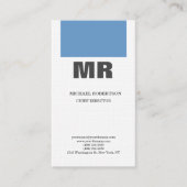 Linen Professional Monogram Blue Grey White Plain Visitekaartje (Voorkant)