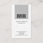 Linen Professional Monogram grijs & White Plain Visitekaartje (Voorkant)