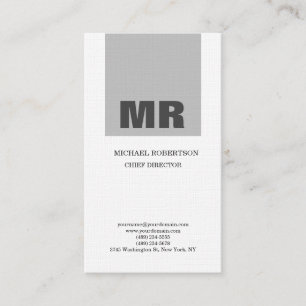 Linen Professional Monogram grijs & White Plain Visitekaartje