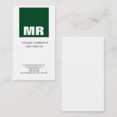 Linen Professional Monogram White Green Plain Visitekaartje (Voorkant / Achterkant)