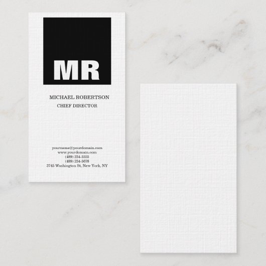 Linen Professional Monogram zwart-wit Visitekaartje (Voorkant / Achterkant)