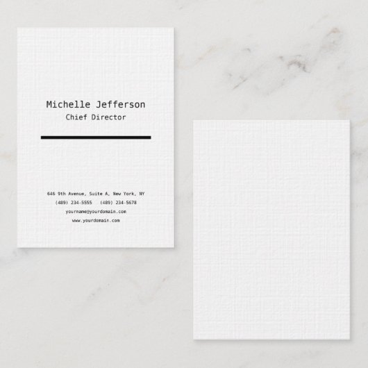 Linen Professional Plain Stijlvol Modern Minimalis Visitekaartje (Voorkant / Achterkant)