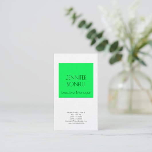 Linen professioneel minimalistisch modern groen wi visitekaartje (Staand voorkant)