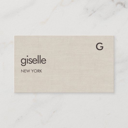 Linen QR Code Minimalist Monogram  Visitekaartje (Voorkant)