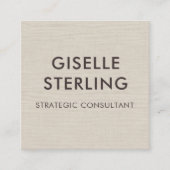 Linen QR Code Modern Minimal Typography  Vierkante Visitekaartje (Voorkant)