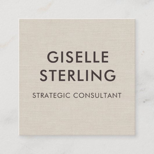 Linen QR Code Modern Minimal Typography  Vierkante Visitekaartje (Voorkant)