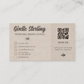 Linen QR Code Photo Monogram Social Media  Visitekaartje (Voorkant)