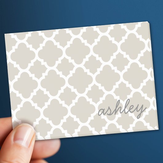 Linen Quatrefoil Patroon met persoonlijke naam Post-it® Notes