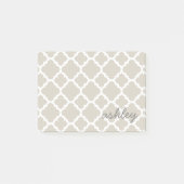 Linen Quatrefoil Patroon met persoonlijke naam Post-it® Notes (Voorkant)