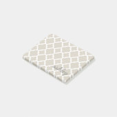 Linen Quatrefoil Patroon met persoonlijke naam Post-it® Notes (Schuin)