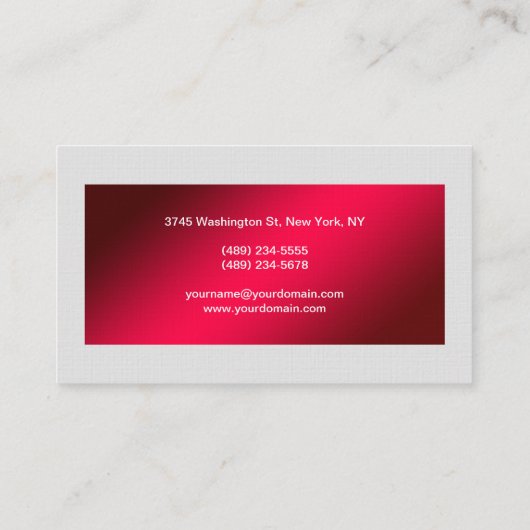 Linen Red Gray Lined Trendy Professional Modern Visitekaartje (Achterkant)