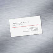 Linen Red White Classic Elegant Plain Professional Magnetisch Visitekaartje (Voorbeeld)