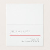 Linen Red White Classic Elegant Plain Professional Visitekaartje (Buitenkant ongevouwen)
