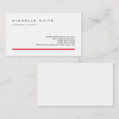 Linen Red White Classic Elegant Plain Professional Visitekaartje (Voorkant / Achterkant)