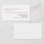 Linen Red White Classic Elegant Plain Professional Visitekaartje (Voorkant / Achterkant)