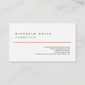 Linen Red White Classic Elegant Plain Professional Visitekaartje (Voorkant)