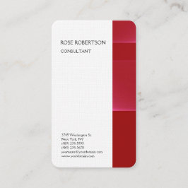 Linen Red White Minimalist Professional Plain Visitekaartje