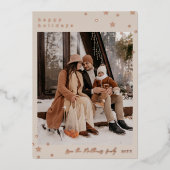 Linen Roos Gold Foil Stars Prettige feestdagen Fot (Voorkant)