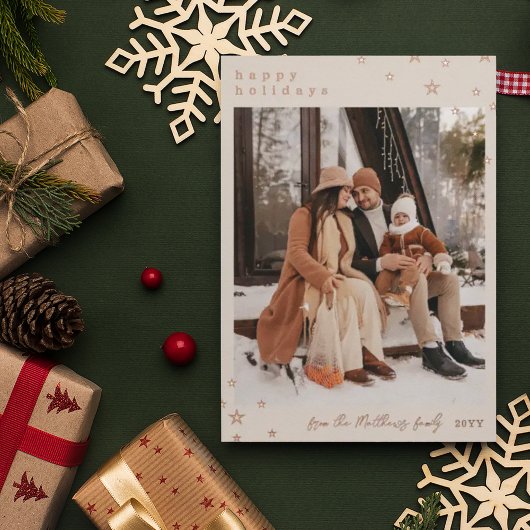 Linen Roos Gold Foil Stars Prettige feestdagen Fot