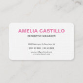 Linen Roze Witte Moderne Eenvoudige minimalistisch Visitekaartje (Voorkant)