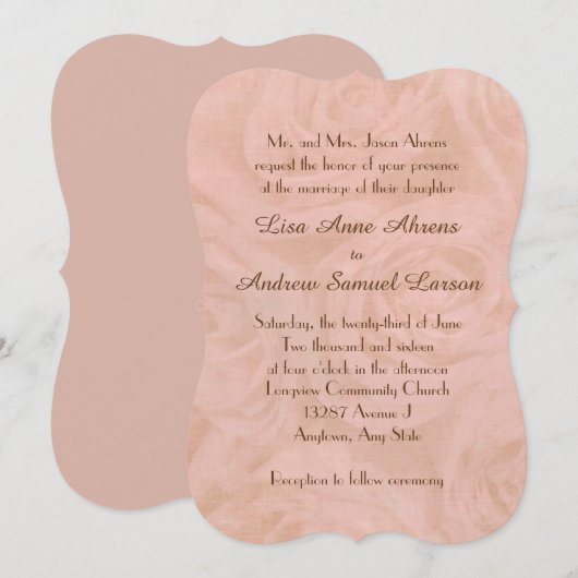 Linen Rozen Wedding Kaart (Voorkant / Achterkant)