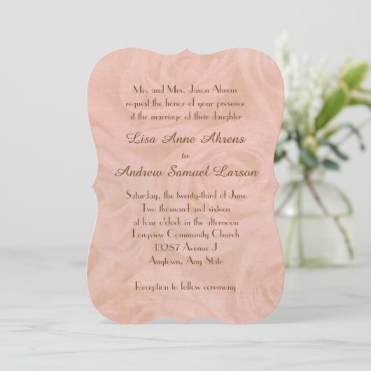 Linen Rozen Wedding Kaart (Staand voorkant)
