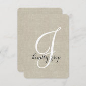 Linen Rustic Wedding RSVP-kaart RSVP Kaartje (Voorkant / Achterkant)