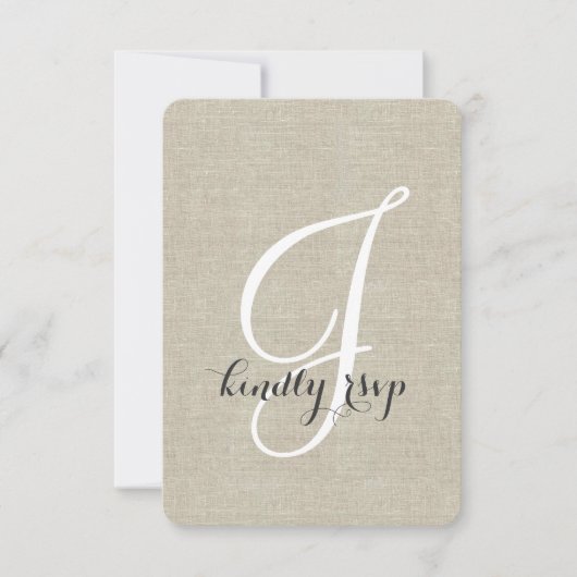 Linen Rustic Wedding RSVP-kaart RSVP Kaartje (Voorkant)
