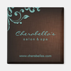 Linen Salon Spa Floral Magnet Brown Blue