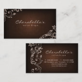 Linen Salon Spa Floral Visitekaartje Brown beige (Voorkant / Achterkant)