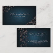 Linen Salon Spa Floral Visitekaartje Denim Taupe (Voorkant / Achterkant)