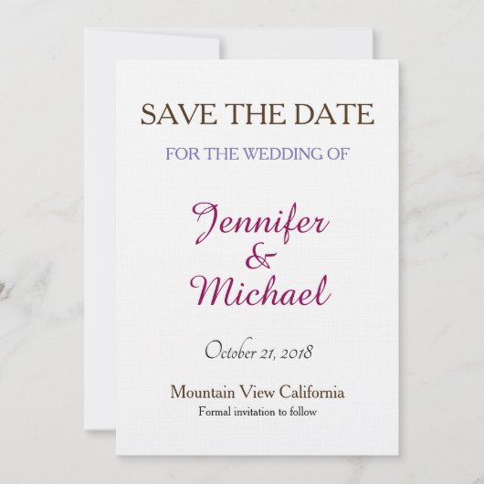 Linen Save the Date Wedding Classical Handwriting (Voorkant)