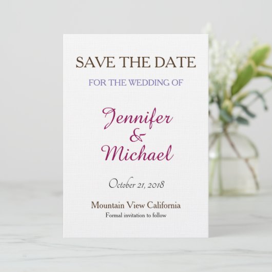 Linen Save the Date Wedding Classical Handwriting (Staand voorkant)