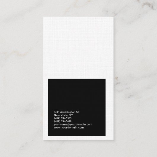 Linen Simple Plain Black & White Modern minimalist Visitekaartje (Achterkant)