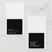Linen Simple Plain Black & White Modern minimalist Visitekaartje (Voorkant / Achterkant)