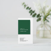 Linen Simple Plain Green White Modern minimalist Visitekaartje (Staand voorkant)