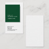 Linen Simple Plain Green White Modern minimalist Visitekaartje (Voorkant / Achterkant)