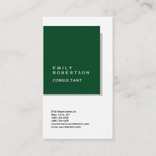 Linen Simple Plain Green White Modern minimalist Visitekaartje