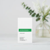 Linen Simple Plain Modern Minimalist Green White Visitekaartje (Staand voorkant)