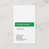 Linen Simple Plain Modern Minimalist Green White Visitekaartje (Voorkant)