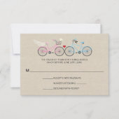 Linen Style Bicycle Pink Wedding Reply RSVP (Voorkant)